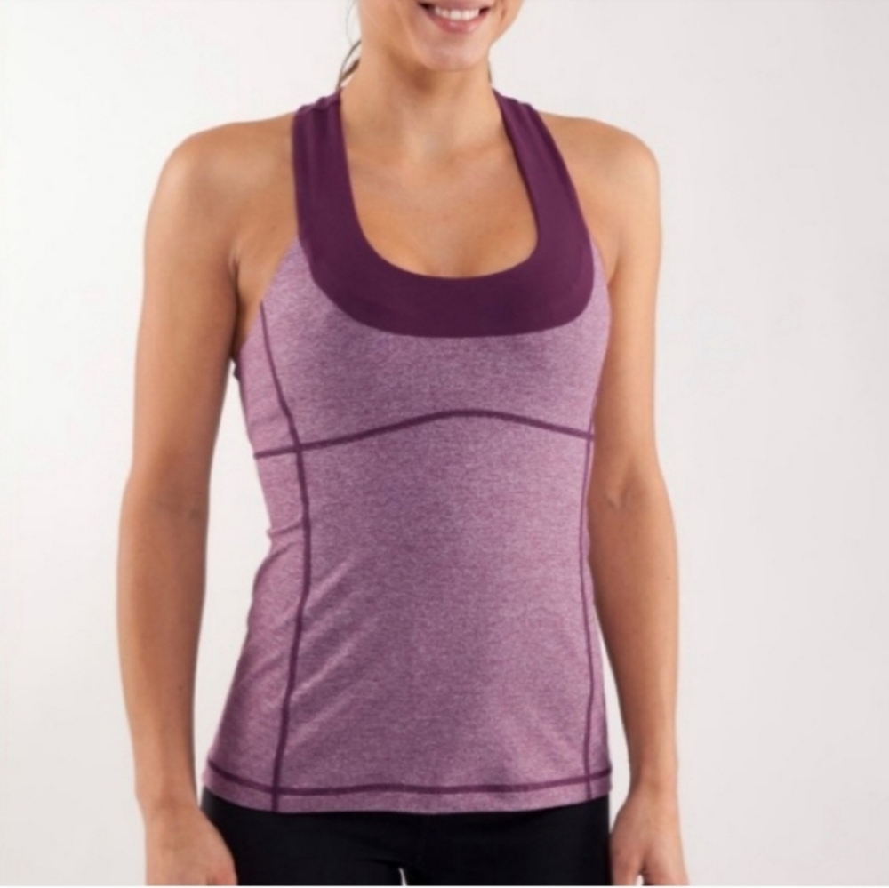 LULULEMON Heathered Plum Scoop Neck Tank Size 4